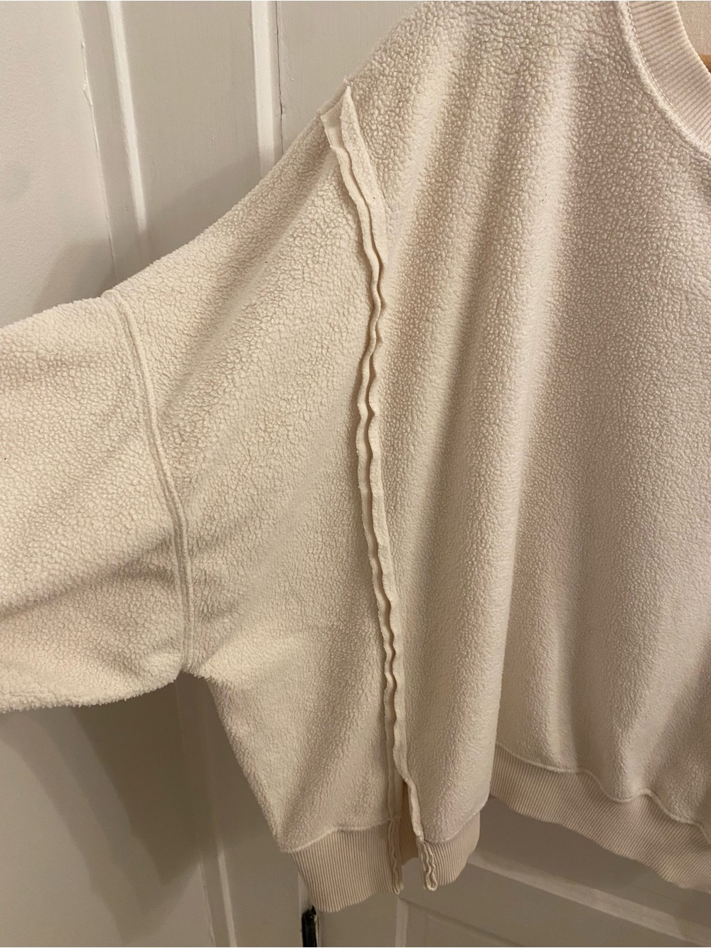 American Eagle Outfitters Cream Textured Crewneck Sweatshirt